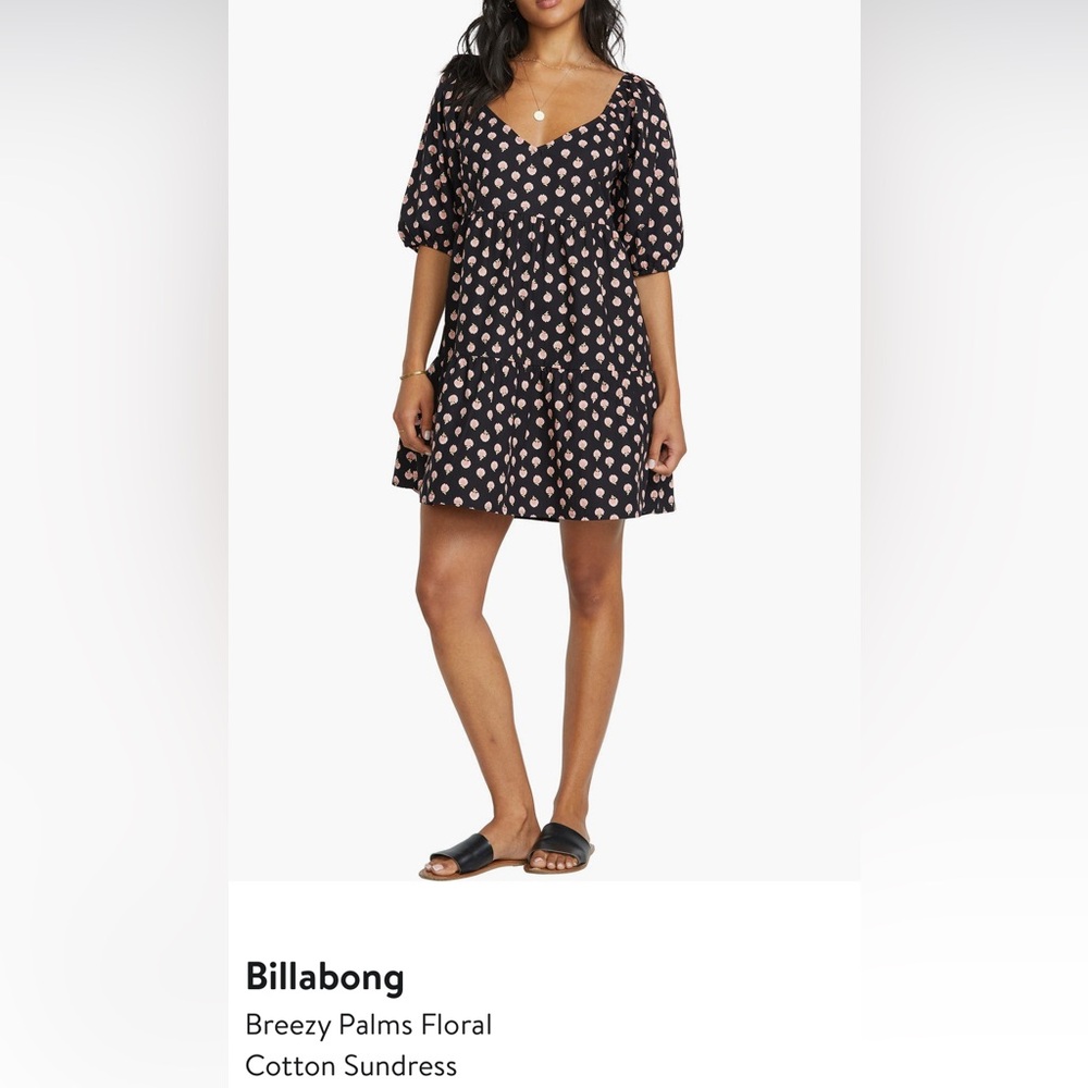 Billabong Black and Pink Floral Dress